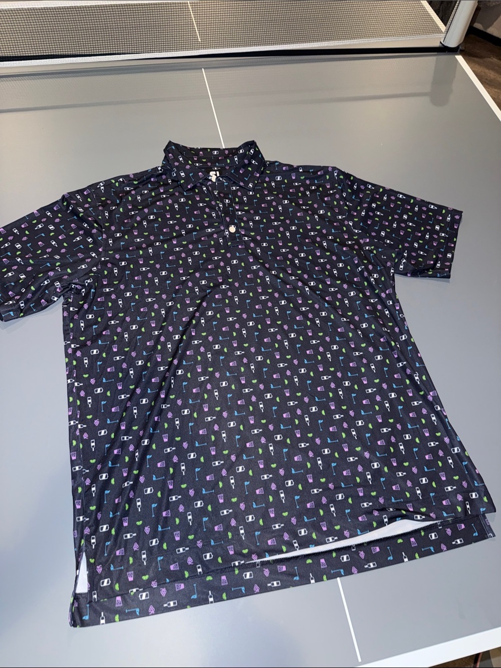 Men's navy Foot Joy Patterned Short-Sleeve Polo Shirt